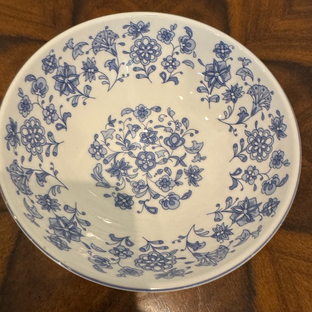 Minton Shalimar Blue and White Floral Porcelain Bowl Made In England 1974 - Picture 6 of 9